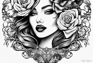 Lips with Lilith moon tattoo idea