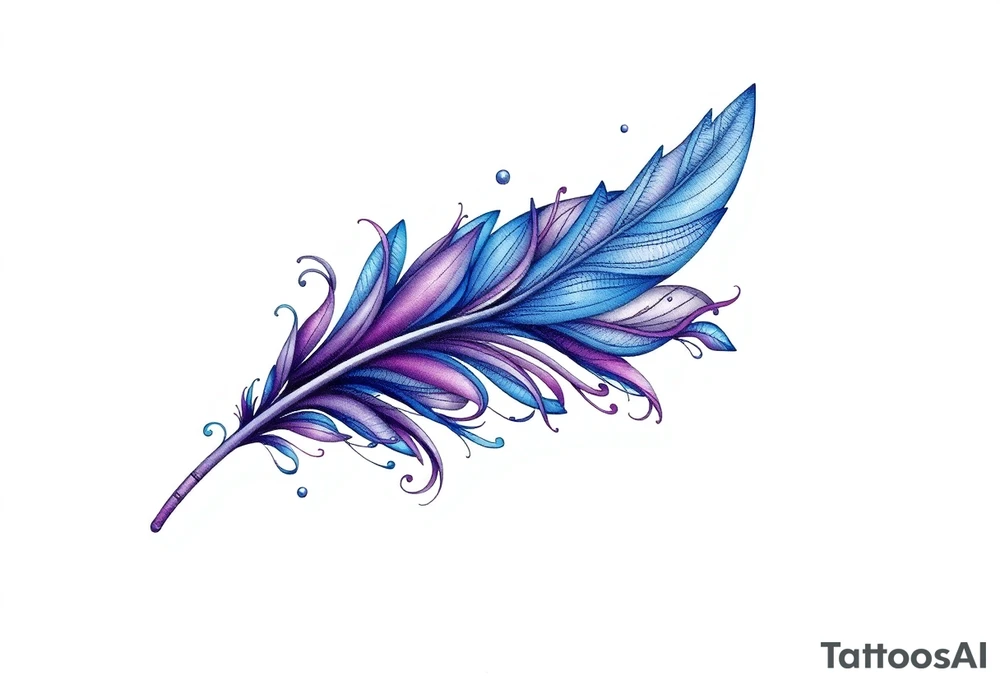 Feather with blue and purple tattoo idea