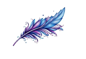 Feather with blue and purple tattoo idea