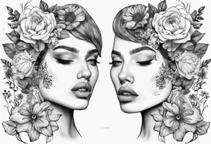 Face of helene Ariane Andersen covered in flowers tattoo idea