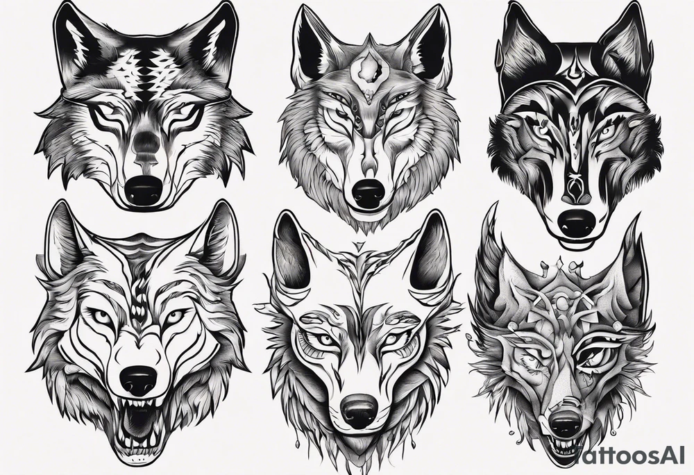wolf head tattoo idea