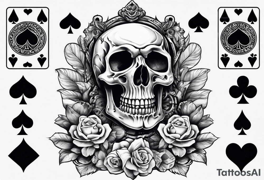 skeleton with poker chips tattoo idea