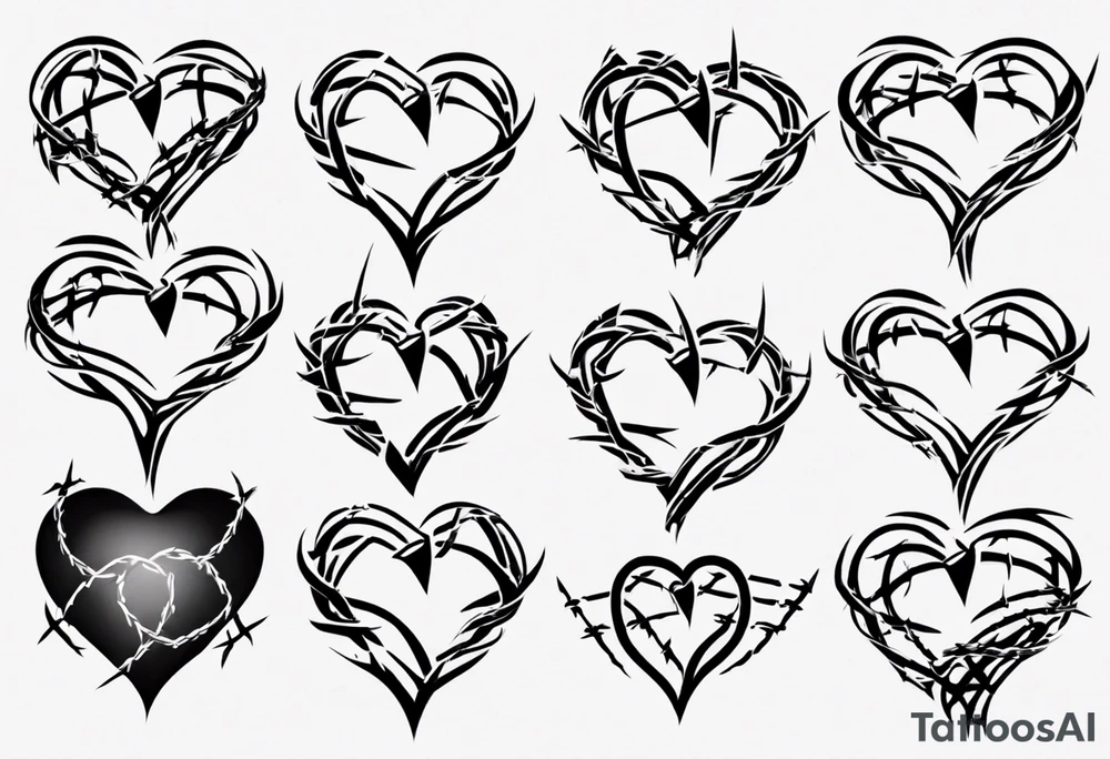 Heart with barbed wire tattoo idea
