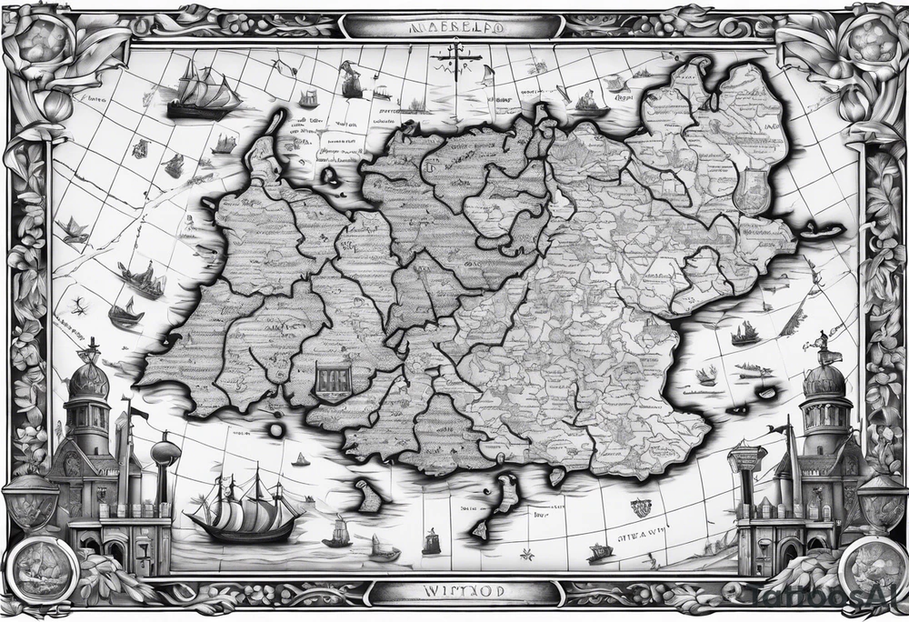 map of England with sword tattoo idea