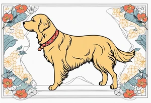a golden retriever in a kimono tattoo idea