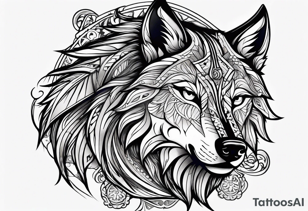 Slavic wolf tattoo idea