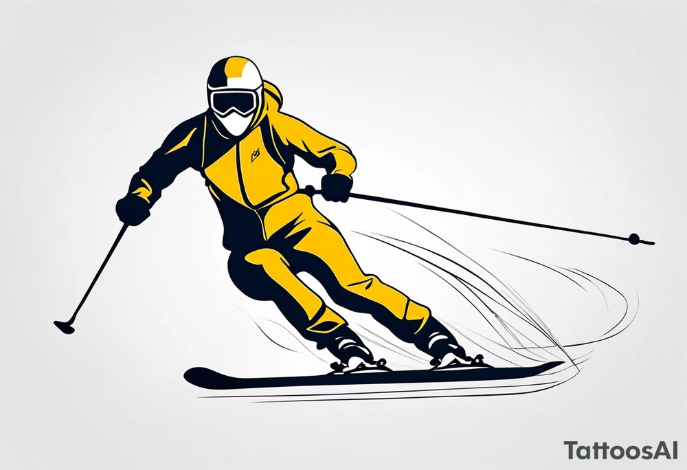 Skier in motion, single line tattoo idea