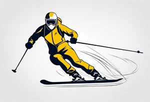Skier in motion, single line tattoo idea