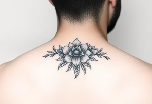 Make something similar to this. It should be a small, unique floral design. Use soft shading. tattoo idea