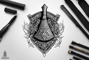 Valhalla valknut shield axe sword tattoo idea