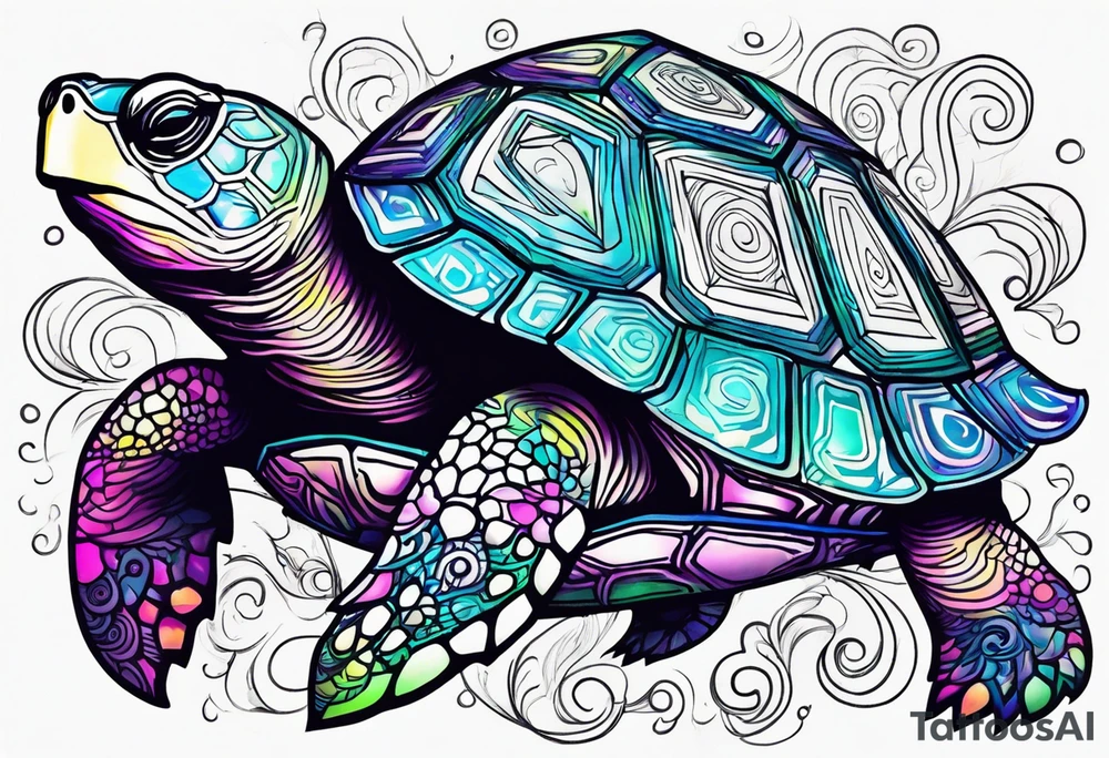 psychedelic turtle, from the top, cute tattoo idea