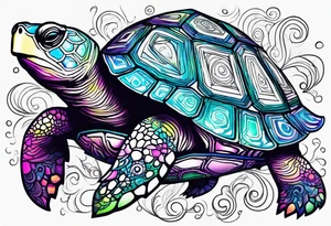 psychedelic turtle, from the top, cute tattoo idea