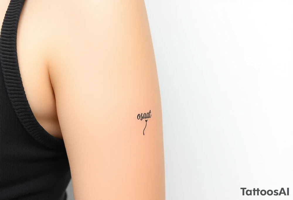 small yellow balloon without string 
with letters osaat on bicep tattoo idea