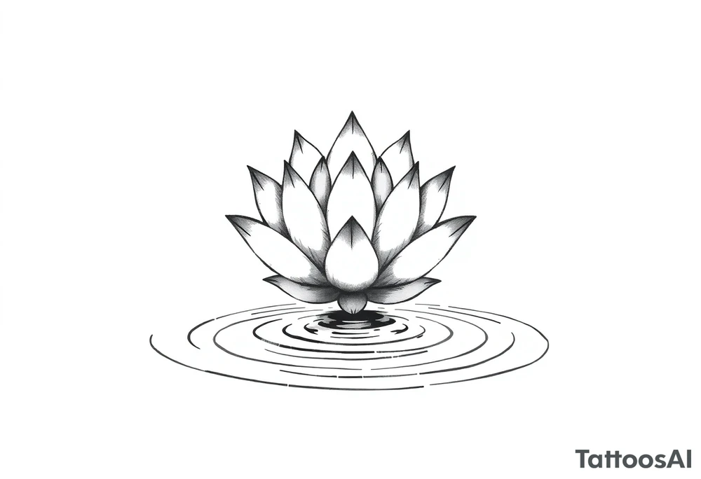 serene lotus flower emerging from sacred waters with ripples tattoo idea