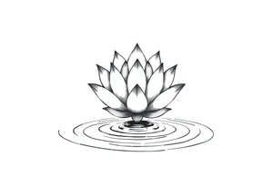 serene lotus flower emerging from sacred waters with ripples tattoo idea