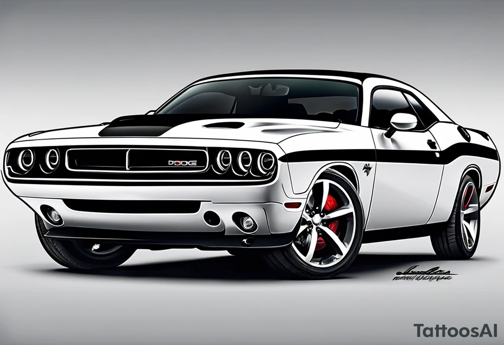 2020 Black Dodge challenger tattoo idea