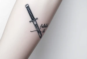 Katana and fabled written in korean tattoo idea