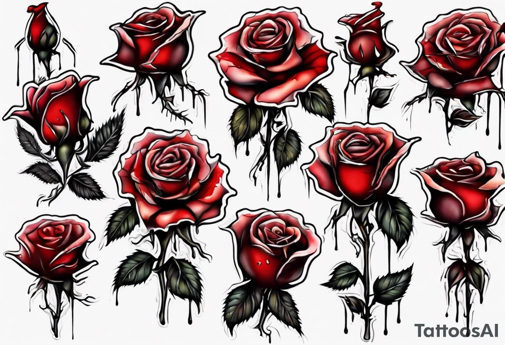 bleeding rose without stem flowers and only thorns tattoo idea