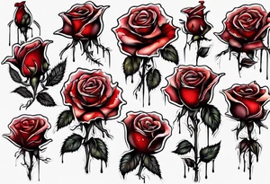 bleeding rose without stem flowers and only thorns tattoo idea