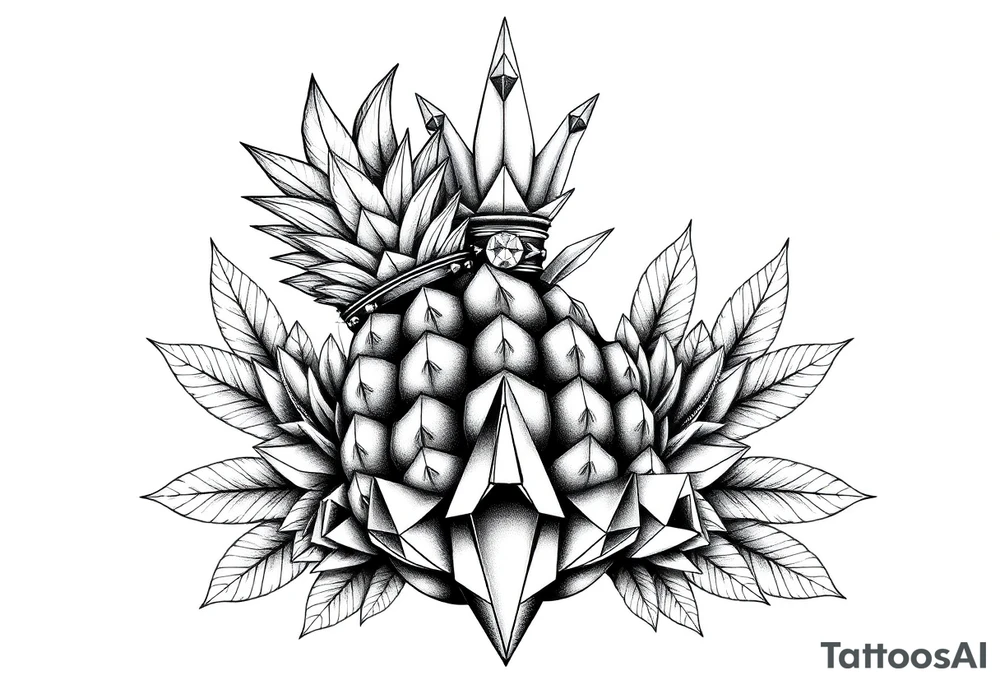 Majestic, pineapple, crown, diamonds, vagina, anus tattoo idea