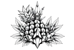 Majestic, pineapple, crown, diamonds, vagina, anus tattoo idea