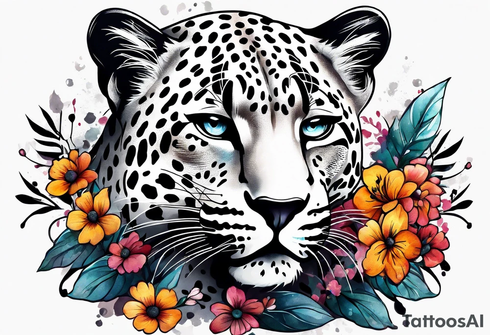 leopard is made up of 
floral flowers tattoo idea