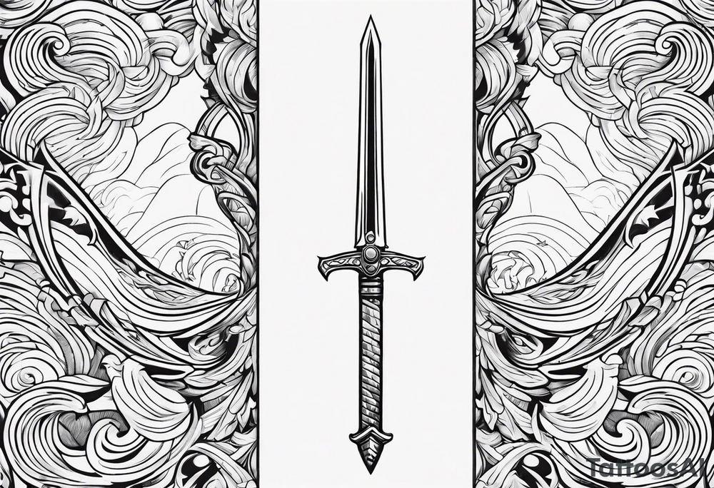 sword, wave, bolt tattoo idea