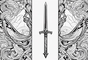 sword, wave, bolt tattoo idea