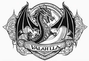 Valhalla shield sword dragon runes tattoo idea