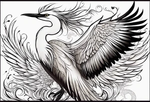 phoenix 
chinese 
egret
long tail 
elegant 
wings down
long neck
long feathers
in flight tattoo idea