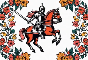 knight

old school vintage simple traditional design with vintage flowers surrounding
bold color simple tattoo idea