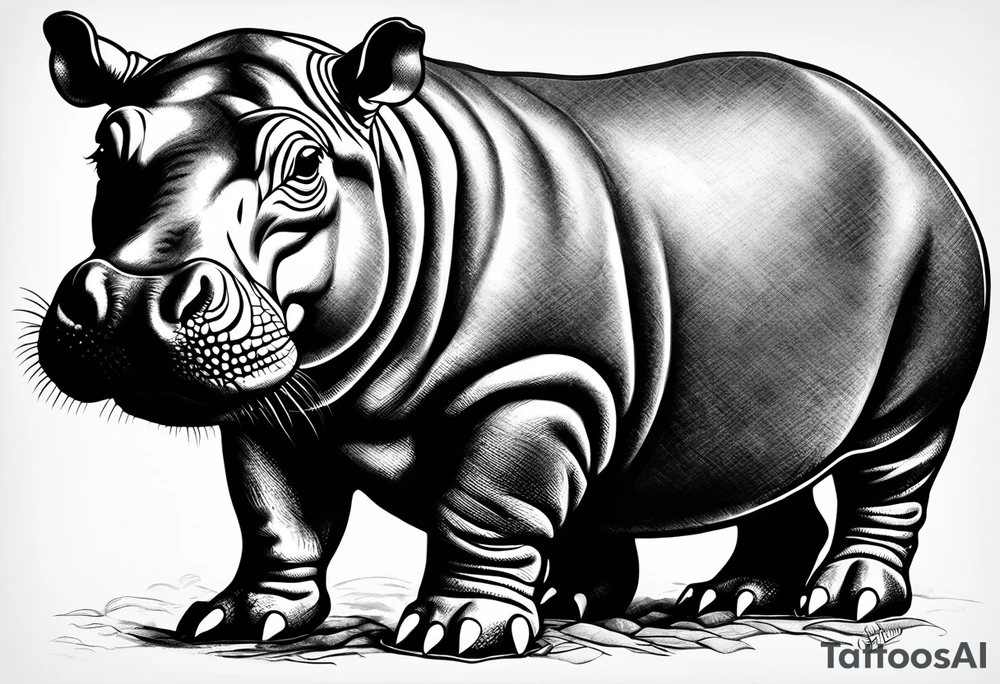 Baby hippo playing tattoo idea