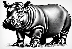 Baby hippo playing tattoo idea
