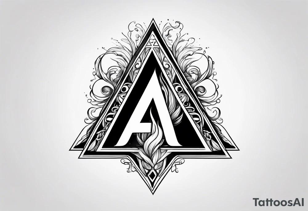 Letter A with fire tattoo idea