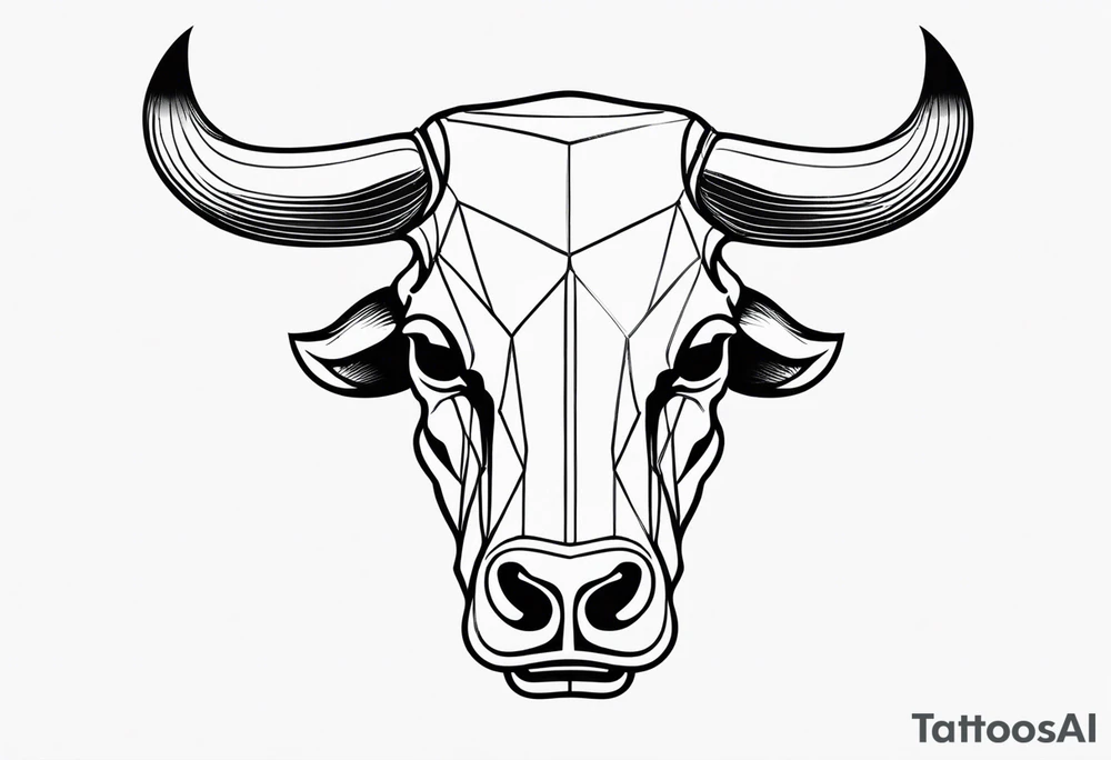 skull of a bull with a line frame, realistic, simple tattoo idea