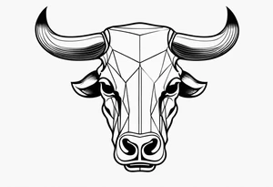 skull of a bull with a line frame, realistic, simple tattoo idea