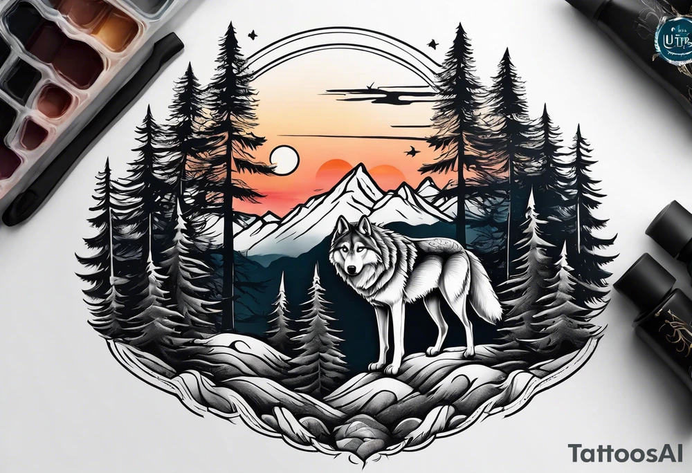 Mountains
Wolf
Forest
Sunset
Moon tattoo idea