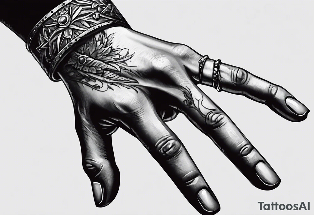a human hand with face up with palm facing forward and the fingers pointing upward. The hand is plain with no tattooes or decoration. The hand has a hole in it like a gun shot wound and it is dripping blood. tattoo idea