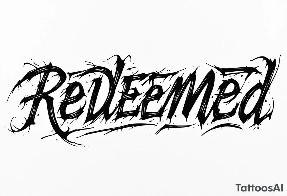 REDEEMED
, handwritten, cursive bold tattoo idea