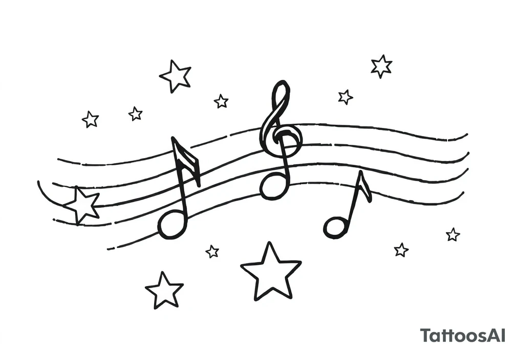 music notes and stars tattoo idea