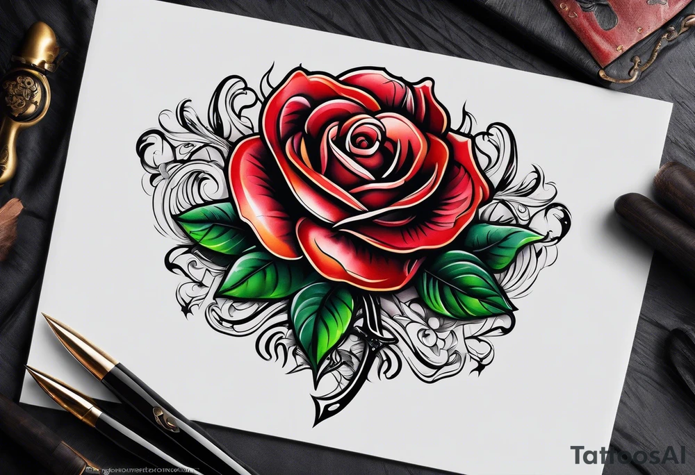 knife and rose tattoo idea