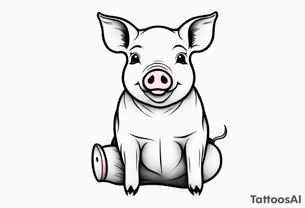 minimalist tattoo of a cute pig or piglet that contains text: "friends. not food" tattoo idea