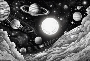 solar systems, galaxies, nebulas tattoo idea