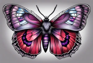 Black, red, and purple lunar moth tattoo idea