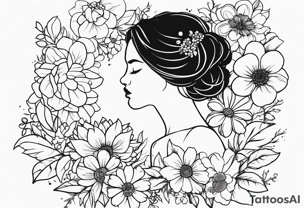 the words Love me even if it pain you surrounded by flowers tattoo idea