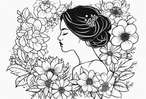 the words Love me even if it pain you surrounded by flowers tattoo idea
