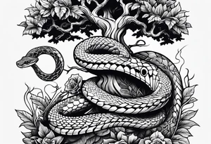 Snake wrapped around a tree tattoo idea