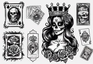 santa la muerta with money and crown
on the card tattoo idea