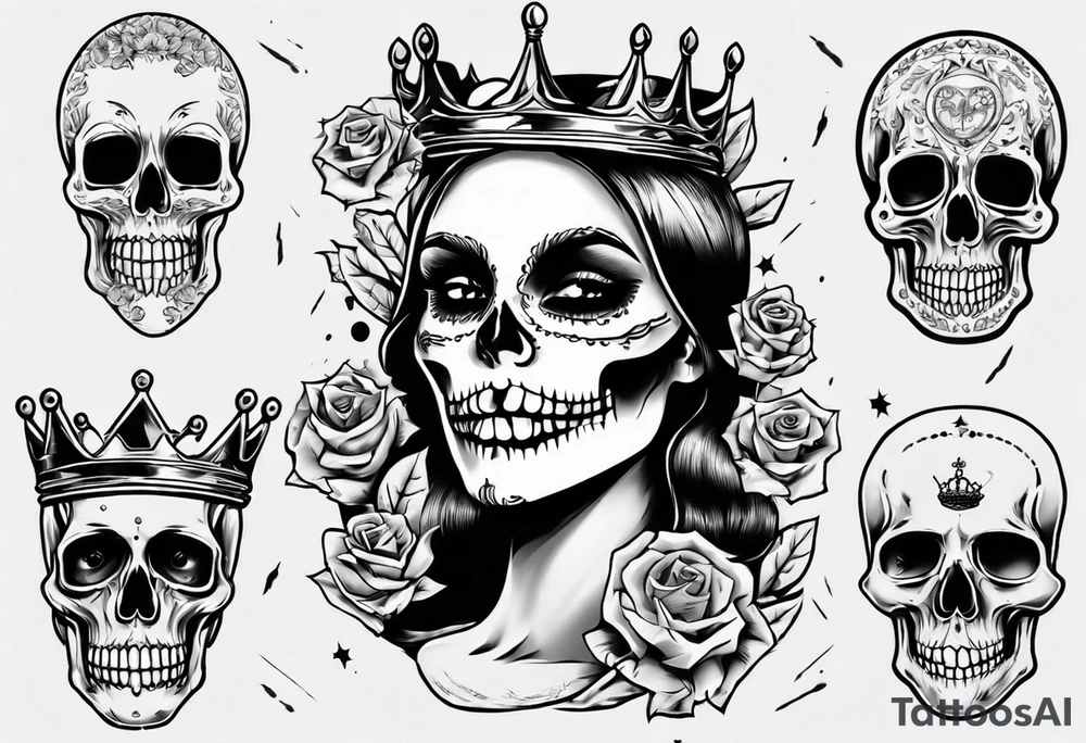 santa la muerta with money and crown
on the card tattoo idea