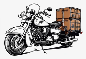 Courier with packages in panic tattoo idea